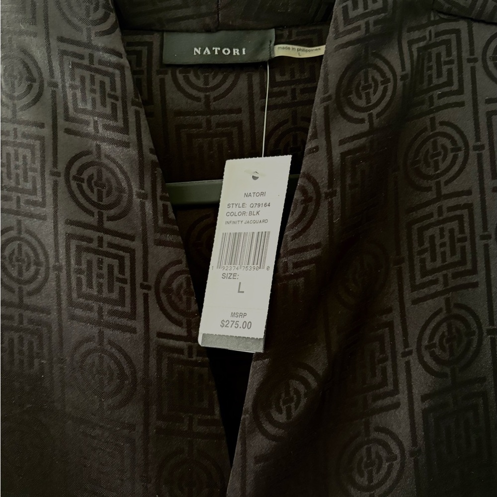 Natori Black Jacquard Loungewear Jacket New with Tags Size L
